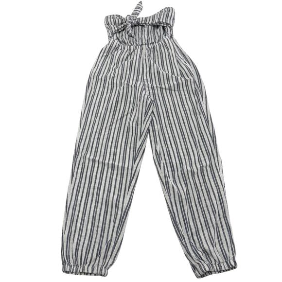 Aerie Jumpsuit Womens Small Blue White Striped Jogger Strapless Smocked Coastal - Picture 2 of 9